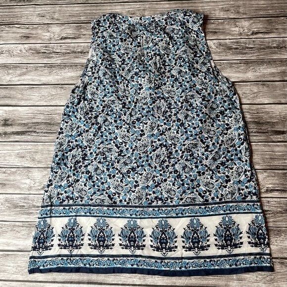 Ava Christine Floral Rayon VNeck Summer Blouse S SM Small White Blue Lightweight - Picture 4 of 11